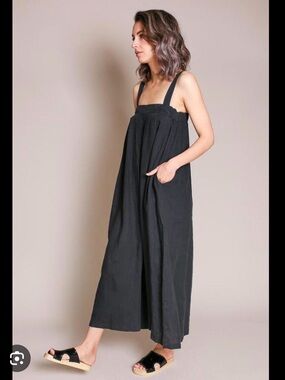 Black Crane Wide Pleated Jumper | Olive Charcoal Leaf Print | 100% Linen
